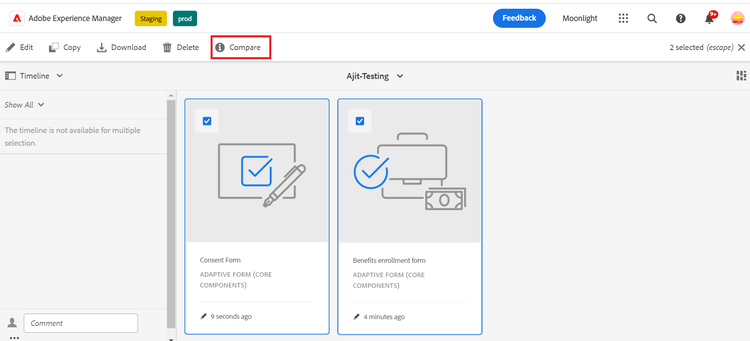 Comparaison de formulaires adaptatifs