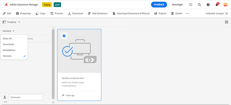 Sélectionner un formulaire