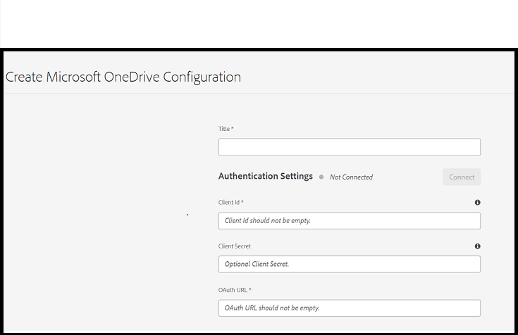 Écran de configuration OneDrive