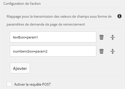 Configuration de l’action Envoyer vers le point d’entrée REST