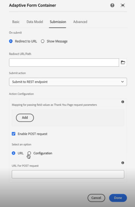 Configuration du point d’entrée Rest