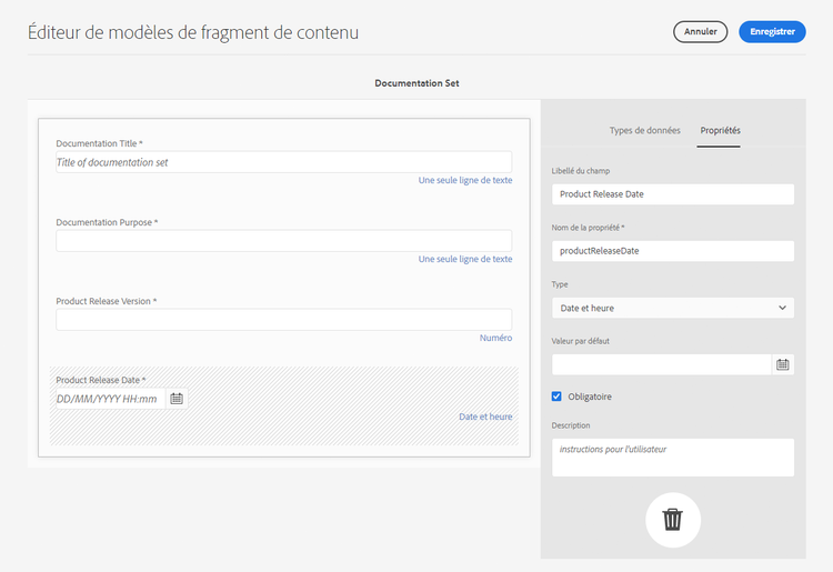 Modèle de fragment de contenu