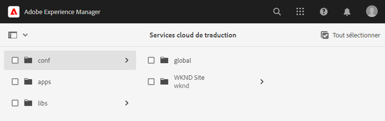 Emplacement de configuration de traduction