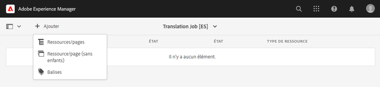 Tâche de traduction vide