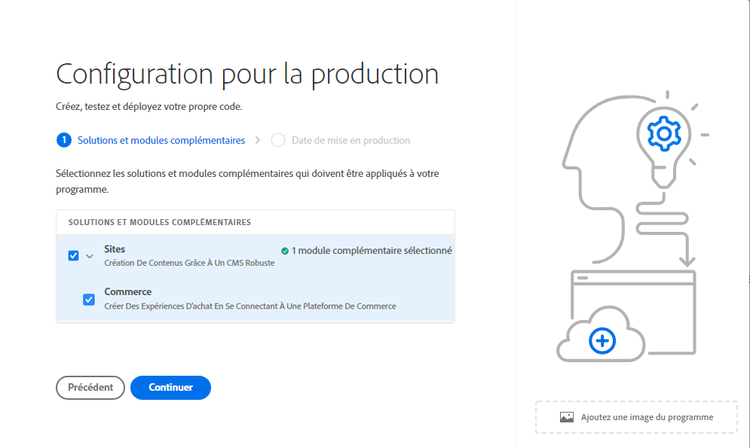 Sélectionner les modules complémentaires