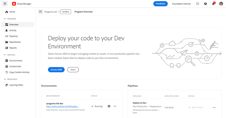 Déploiement d’une Sandbox