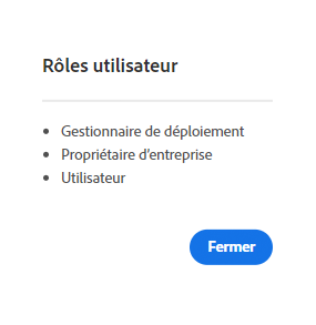 Liste des rôles utilisateur