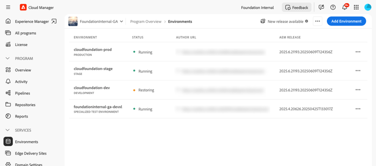 Restauration de l’activation
