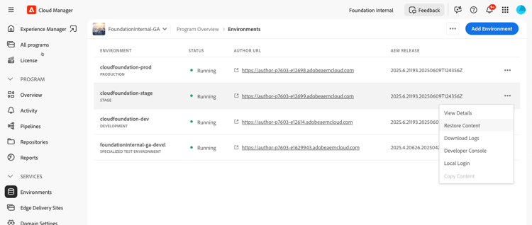 Option Restaurer le contenu du menu représentant des points de suspension