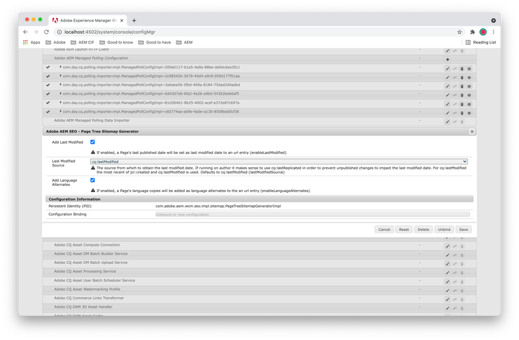 Optimisation du moteur de recherche Adobe AEM - Configuration du générateur de plans de site de l’arborescence de page