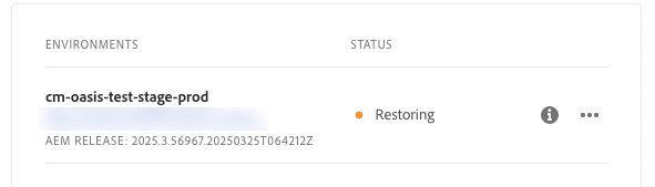 Activation de la restauration