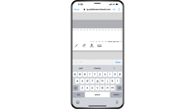 Prise en charge de l’entrée du clavier pour les signatures tactiles sur iPhone