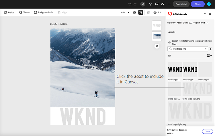 Inclusion de ressources à partir du module complémentaire Assets.