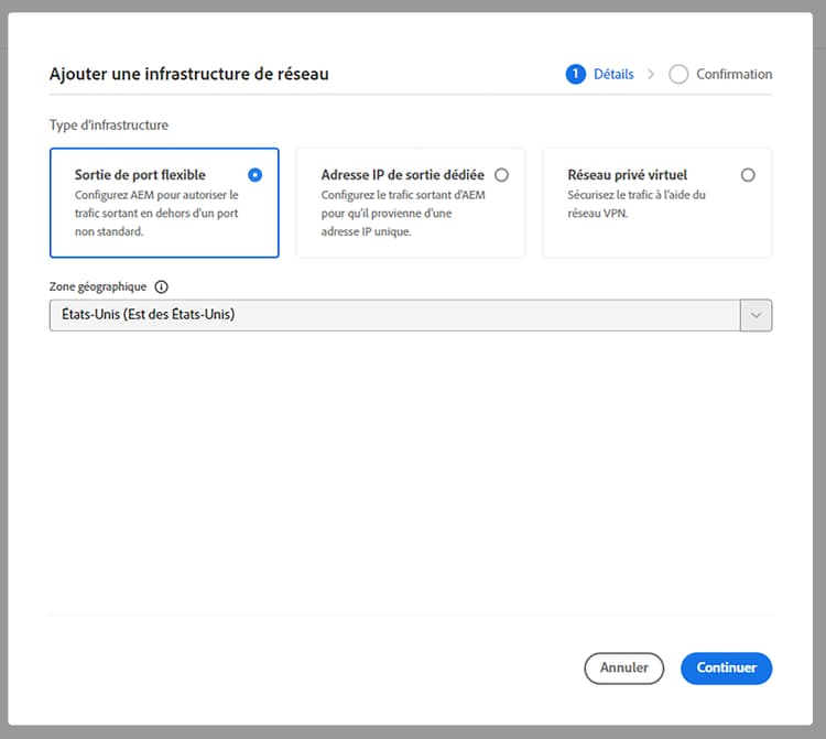 Configuration d’une sortie de port flexible