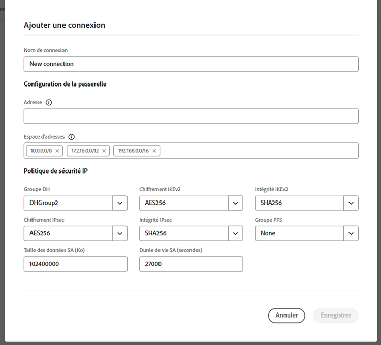 Ajout d’une connexion VPN