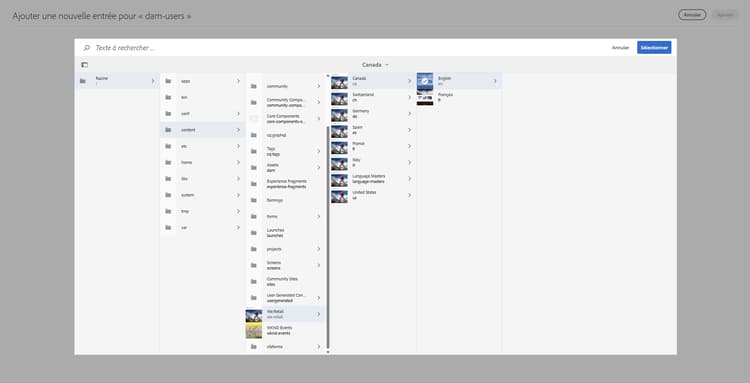 Exemple de configuration pour dam-users