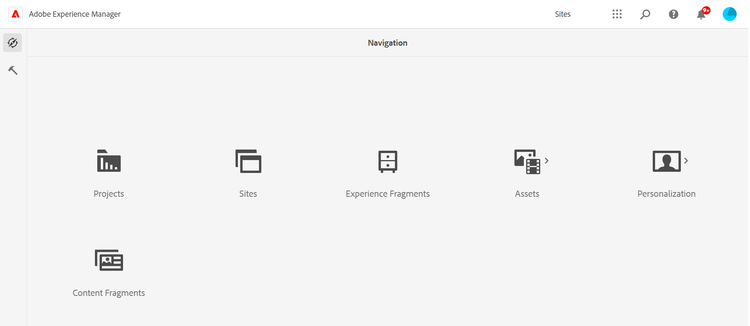 Navigation globale - Console Fragments de contenu