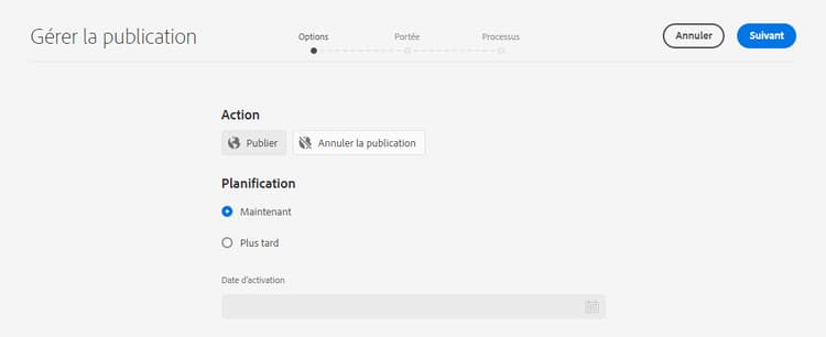 Gérer les options de publication