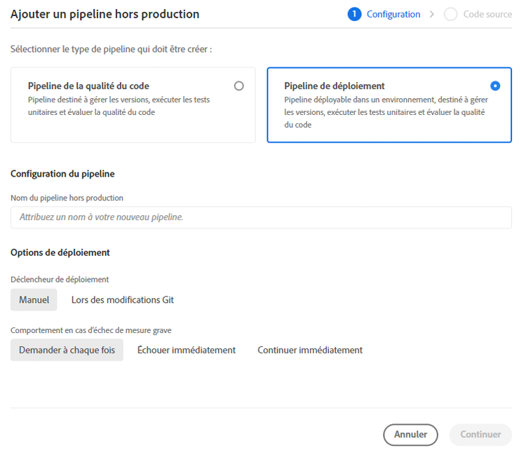 Ajouter la configuration du pipeline