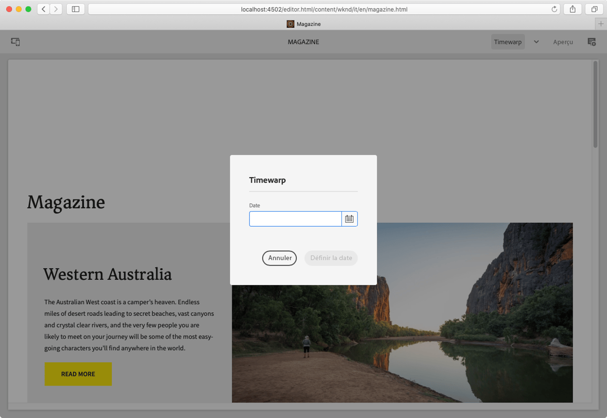 Aperçu du futur à l’aide de votre lancement Adobe Experience Manager