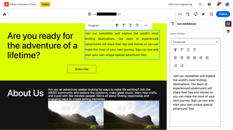 Interface utilisateur de l’éditeur universel
