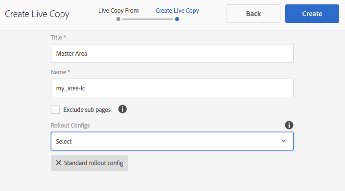 Créer une Live Copy