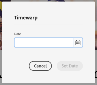 Date cible du mode Timewarp