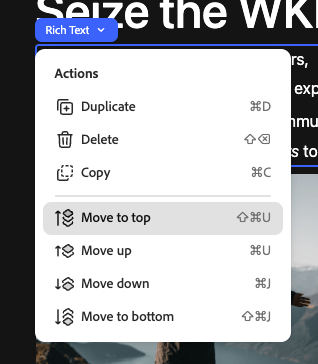 Déplacer les options dans le menu contextuel