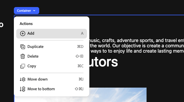 Ajouter à partir du menu contextuel