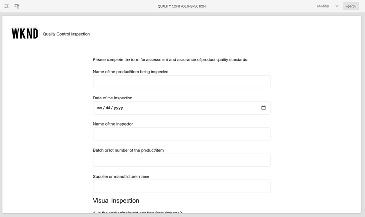 Inspection du contrôle qualité