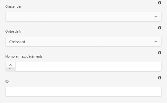 Options de tri