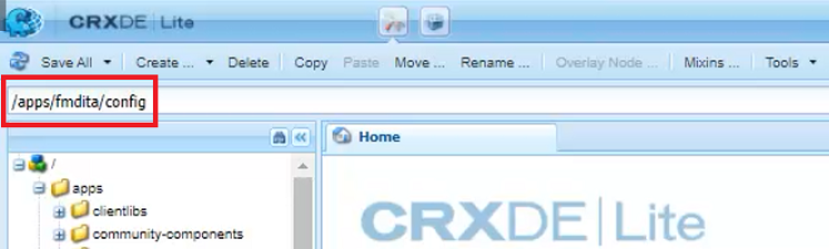 Noeud de configuration du CRXDE Lite