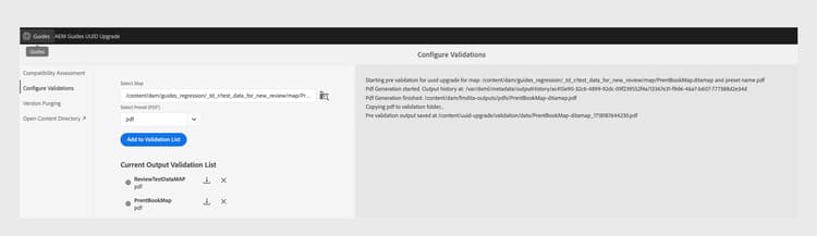Onglet Configurer les validations dans la migration