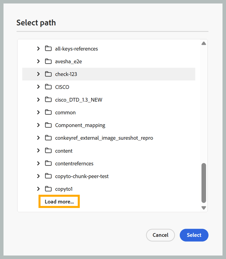 pagination pour la boîte de dialogue de sélection du chemin d’accès
