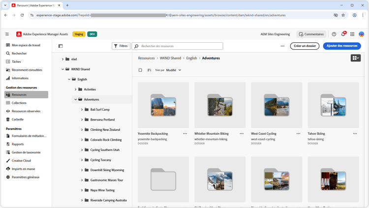 Vue Assets d’AEM Assets