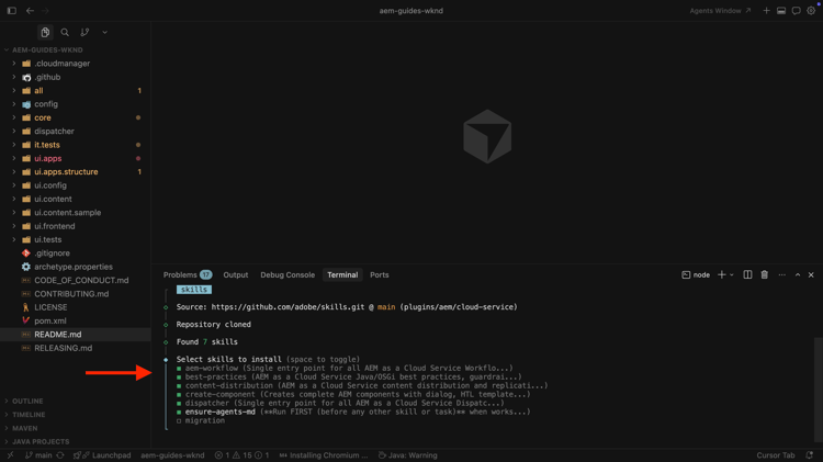 Configurer les compétences de l’agent AEM