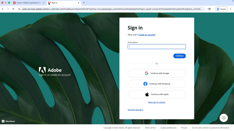 Connexion avec Adobe ID
