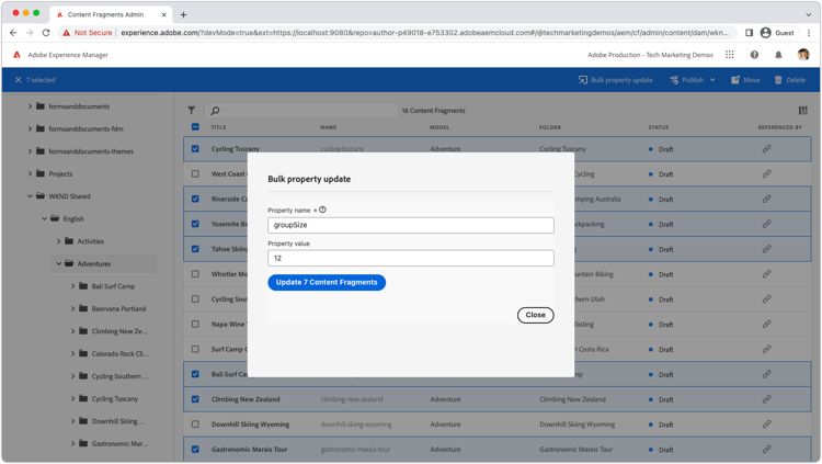 Mise à jour en bloc des propriétés