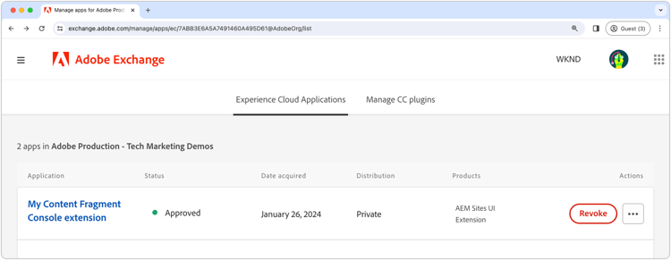 Validation des extensions.
