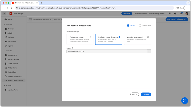 Ajouter une adresse IP de sortie dédiée