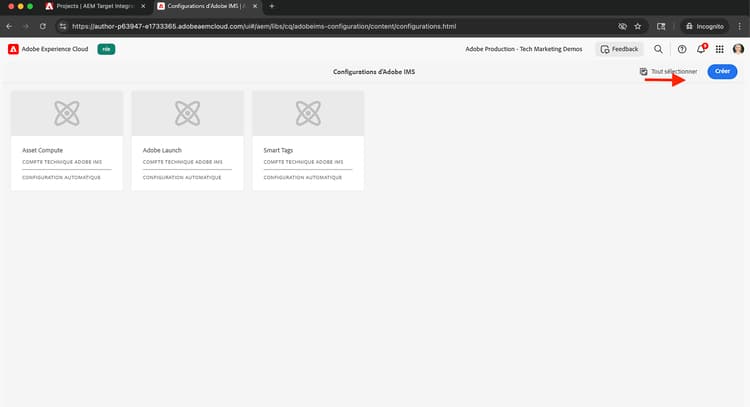 Création d’une configuration d’Adobe IMS