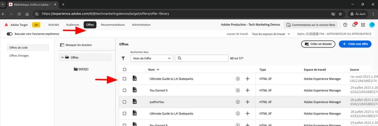 Offres Adobe Target