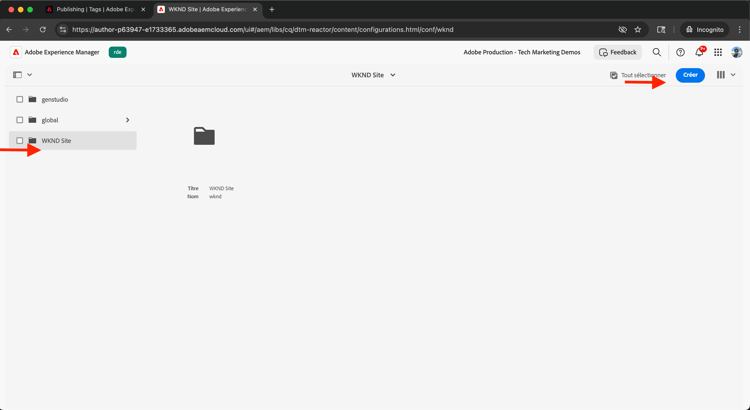 Création d’une configuration d’Adobe Launch
