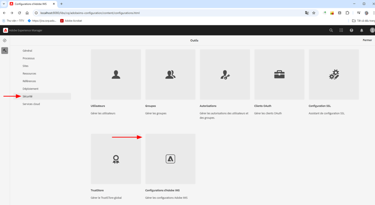 Configurations d’Adobe IMS