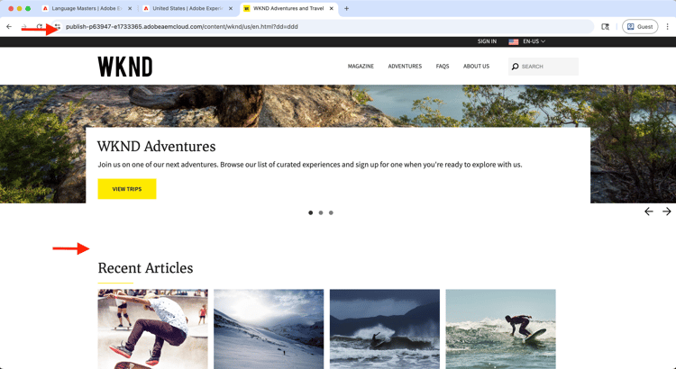 Publication de la page d’accueil