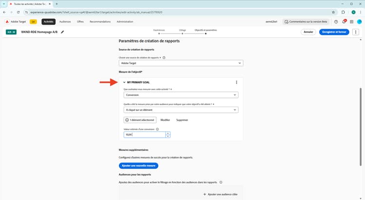 Objectifs et paramètres