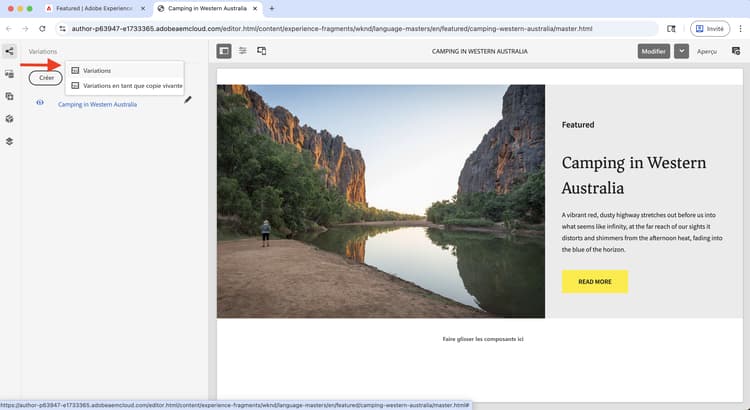 Création d’une variation