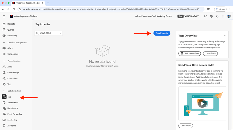 Création d’une propriété Tags