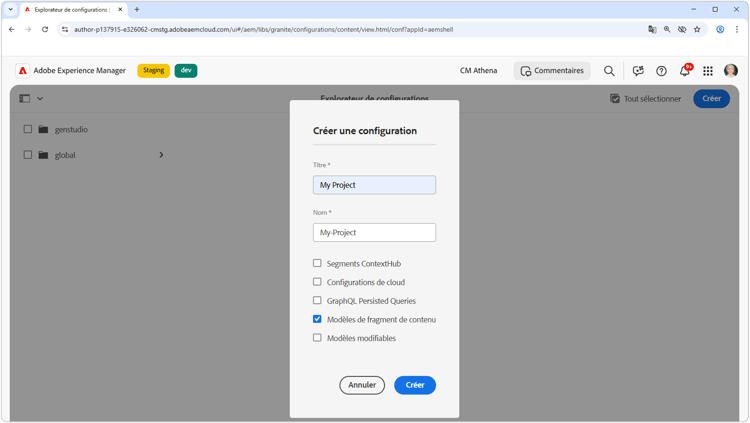 Configuration de Mon projet.