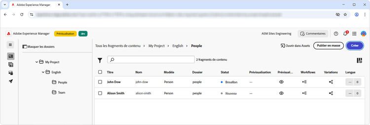 Nouveaux fragments de contenu.